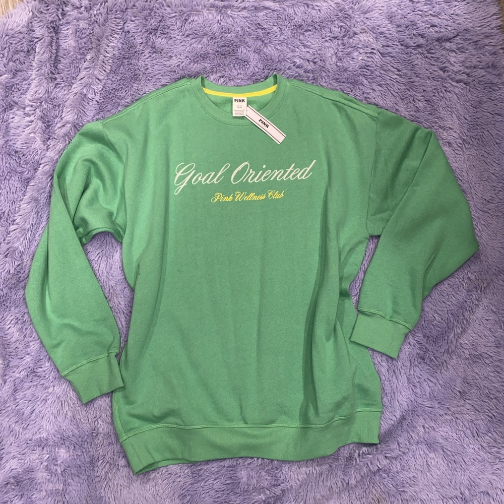 PINK By VS Secret Fleece Oversized  Crew Sweatshirt-small Goal Oriented Wellness